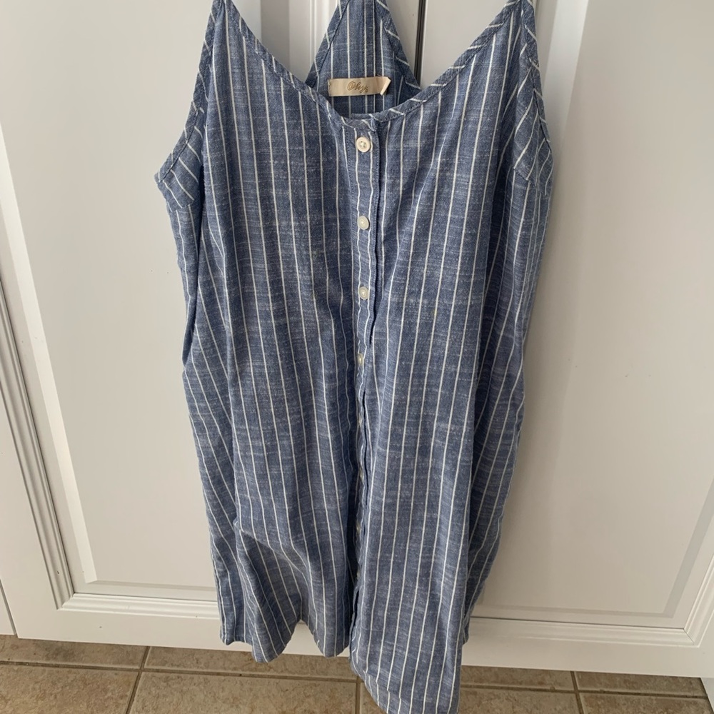 Obey blue and white striped linen dress